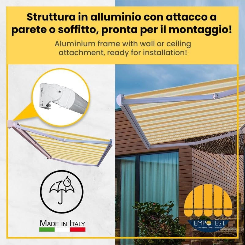 Tenda da Sole a Bracci Estensibili a Scomparsa Totale Tempotest Para' - Colore Rosa 25/15 - Largh. 3,90 x Sporgenza 2,85 - Att. Par. Arg. DX