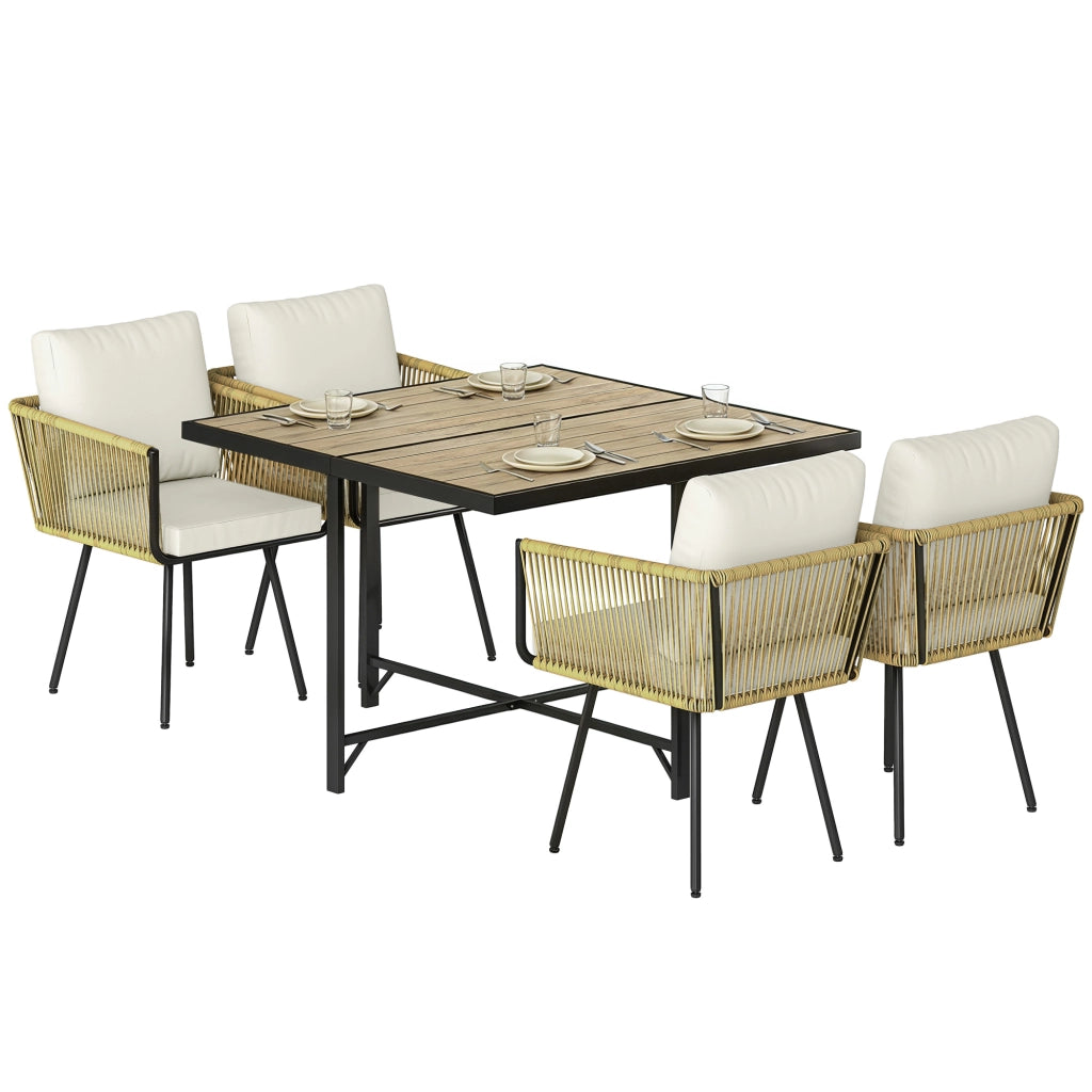 Set da Giardino 5 Pezzi con Tavolo in Legno-Plastica