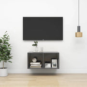 Mobile TV da parete-Mobile TV a Muro-Credenza TV Grigio Lucido 37x37x72 cm Legno Multistrato