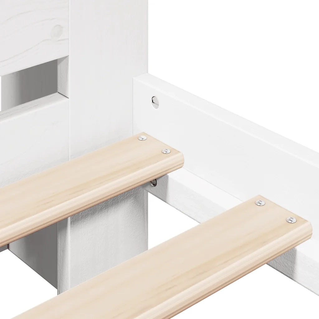 Letto Libreria senza Materasso Bianco 140x200 cm Legno di Pino 3308883