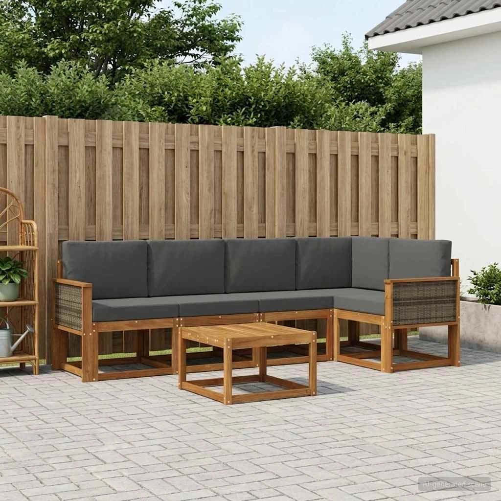 Set di divani da esterno 6 pz Naturale e Antracite 3385228