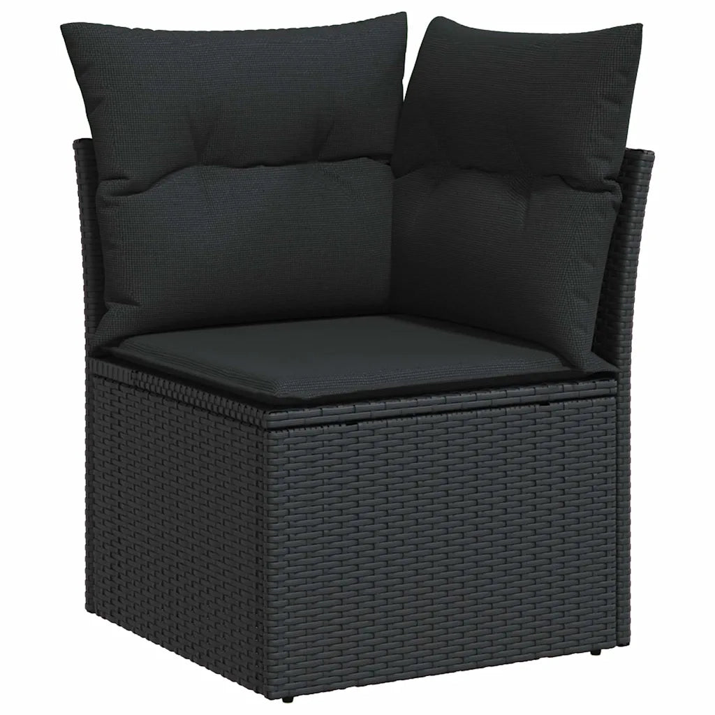 Set Divani da Giardino 9 pz con Cuscini Nero in Polyrattan 3327051