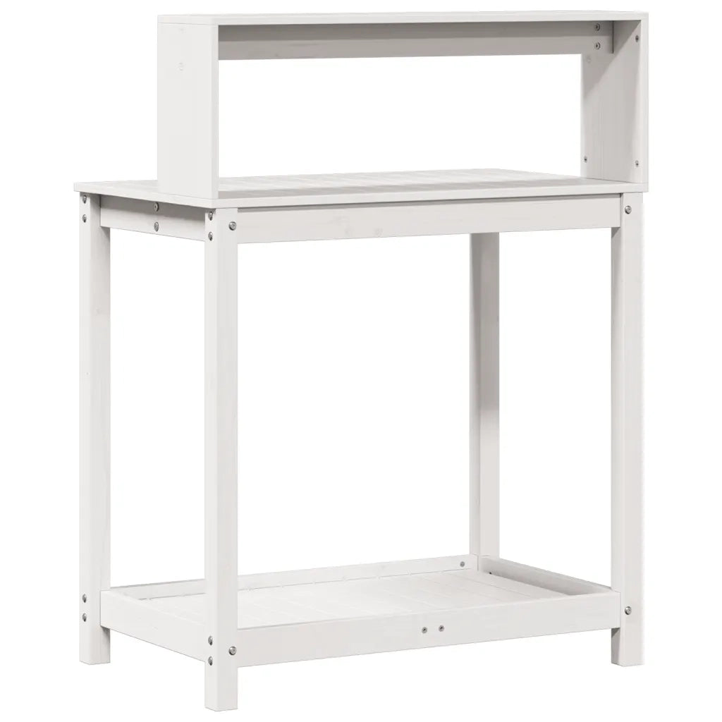 Tavolo Invaso con Ripiani Bianco 82,5x50x109,5 cm Massello Pino CFW4331225
