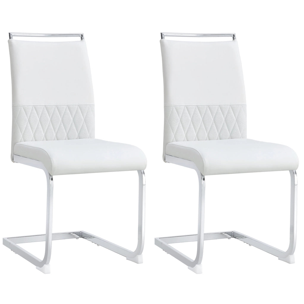Sedia da Pranzo Sedia Ergonomica Schienale in PU e lino con Pattini di Protezione in Metallo Bianco