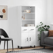 Credenza-Buffet-Armadio da cucina Bianca 69,5x34x180 cm in Legno Multistrato 891474