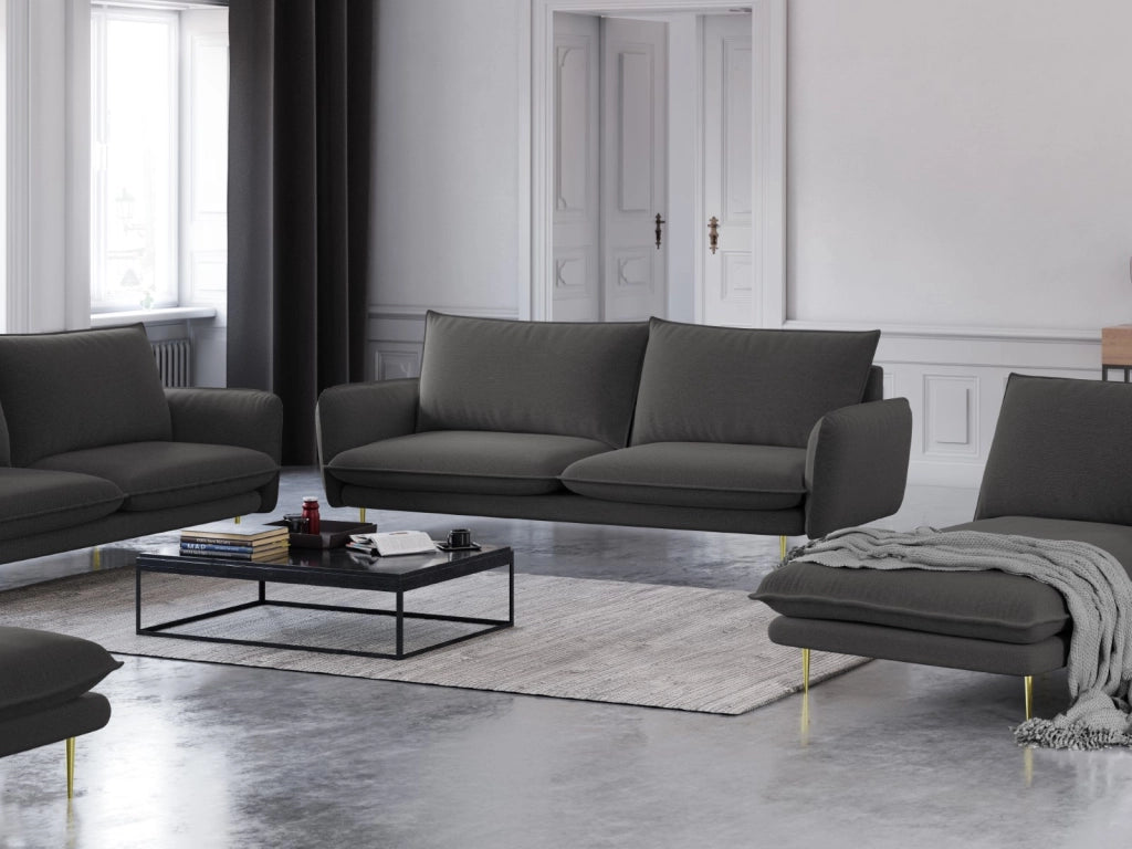 Cosmopolitan Design - Divano "Vienna" 4 posti in tessuto strutturato grigio scuro 