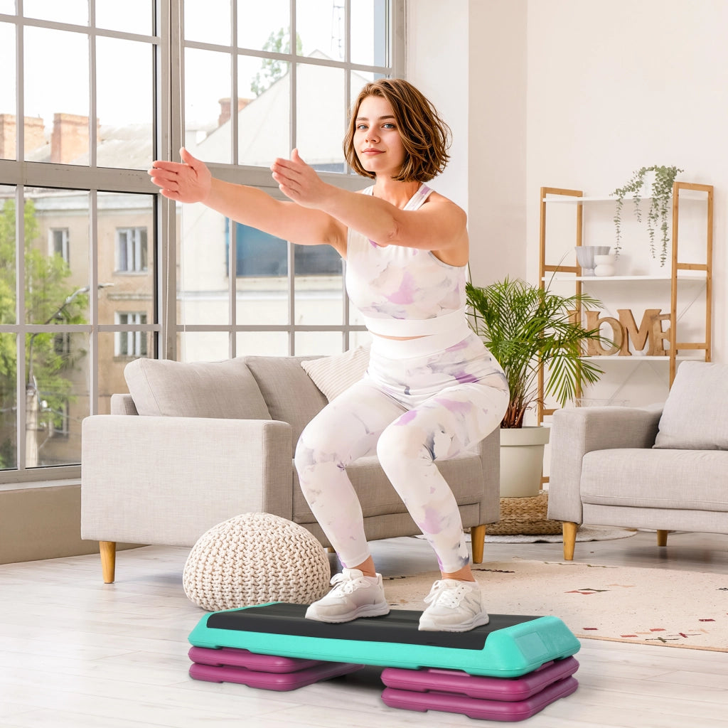 Step Aerobico Regolabile Antiscivolo 3 Livelli ¨C Zephmum ¨C 110x40x20 cm Multicolore