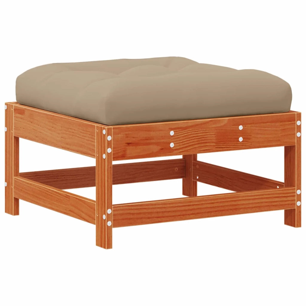 Poggiapiedi da giardino con cuscino Legno Massello di Pino 865516