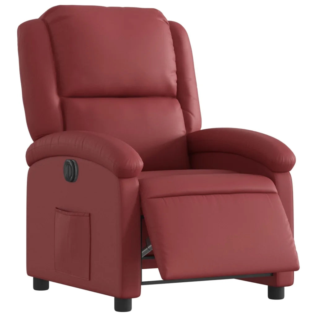 Poltrona | Sedia Relax Reclinabile Elettrica Rosso Vino in Similpelle