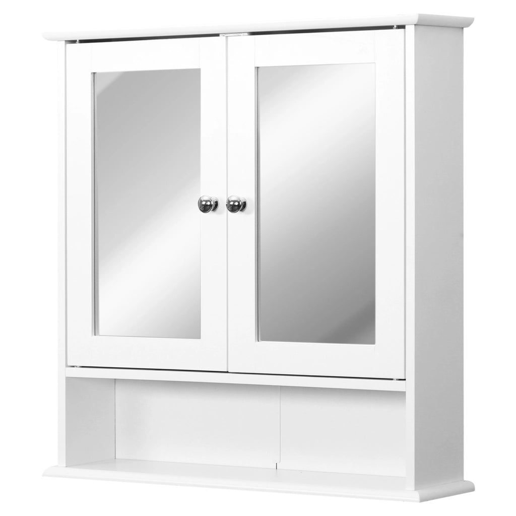 Specchio Bagno con Anta e Ripiani Regolabili ¨C Zephmum ¨C Bianco 56x13x58cm