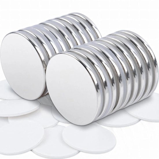 Magnetodi Neodymium 25 x 2 mm adesivi per lavagna e whiteboard (18 pezzi)