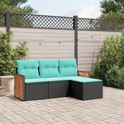 Set Divani da Giardino 4 pz con Cuscini Nero in Polyrattan 3227583