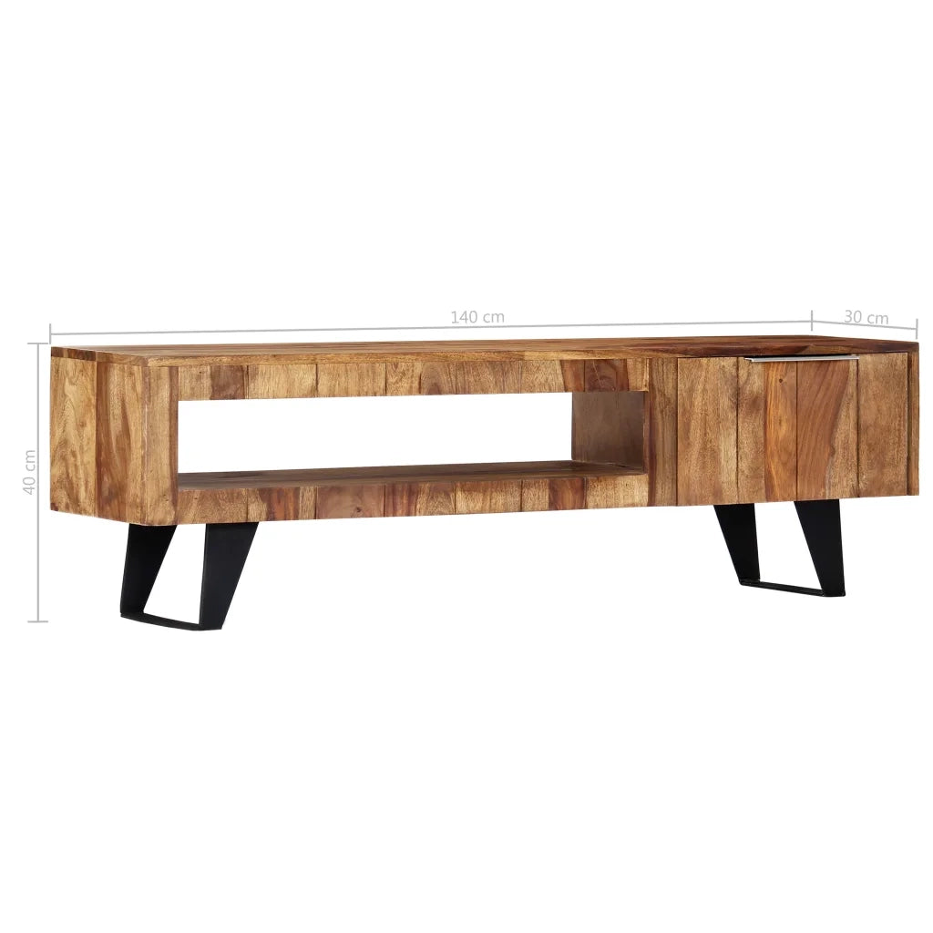 Mobile Porta TV-Credenza TV 140x30x40cm in Legno Massello di Acacia