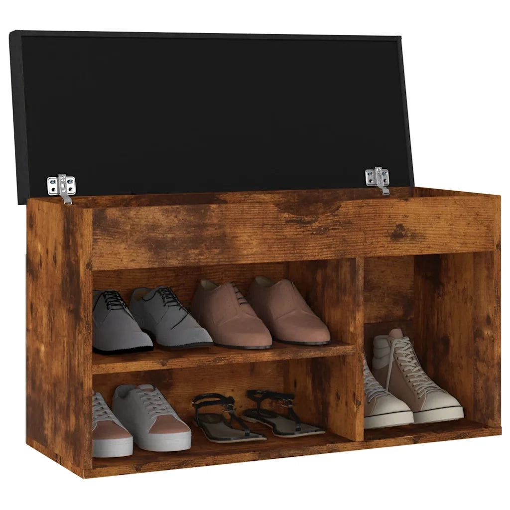 Panca Porta Scarpe | Scarpiera | Mobile per scarpe Cuscino Rovere Fumo 80x30x47cm Multistrato