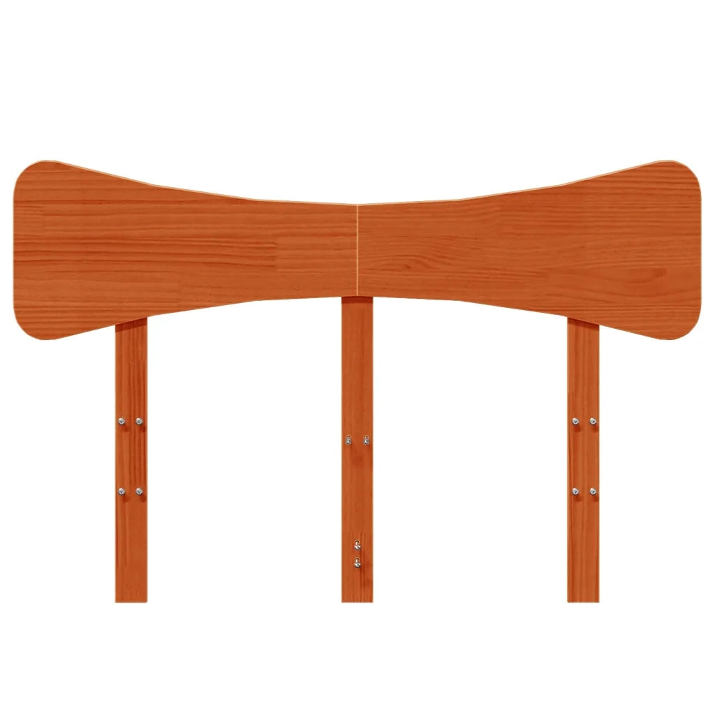 Testiera Marrone Cera 120 cm in Legno Massello di Pino 844788