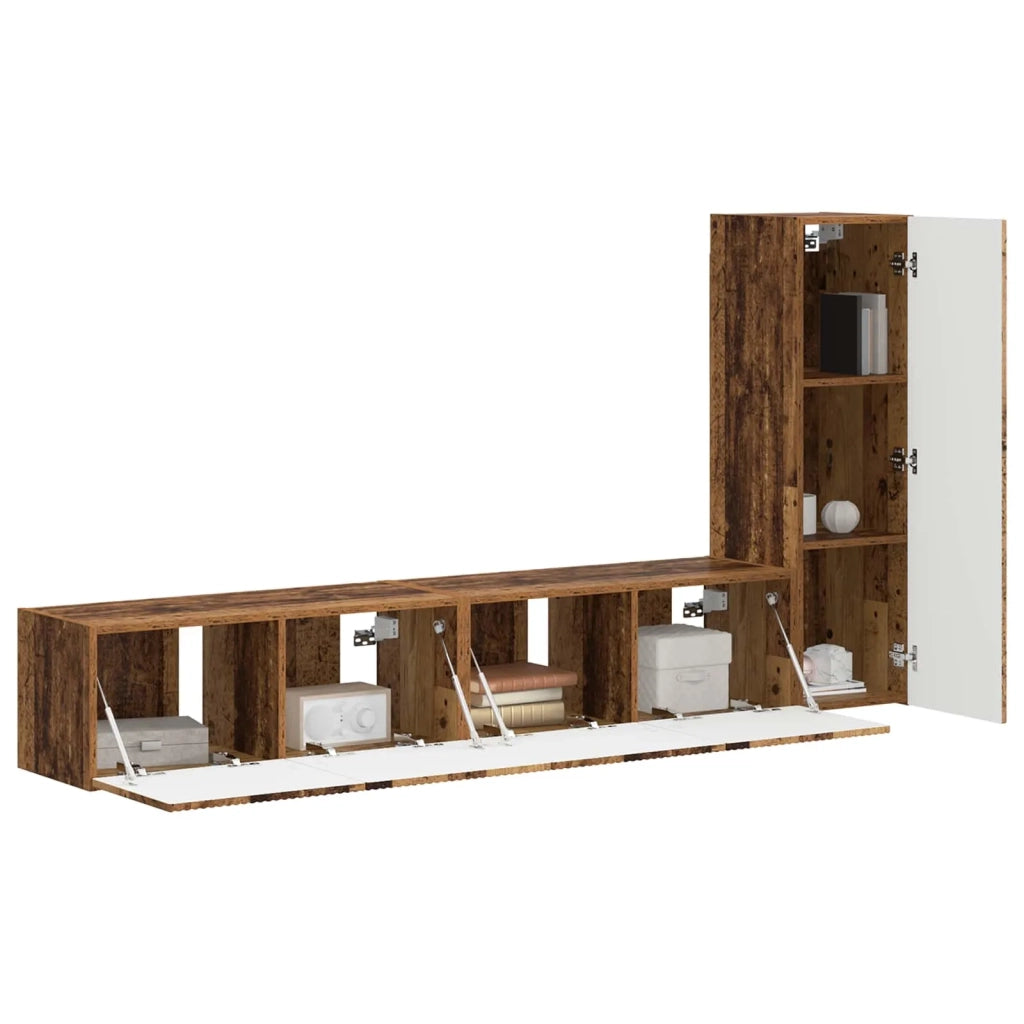Set mobile TV 3 pz-Credenza per TV Legno vecchio Legno multistrato 419535