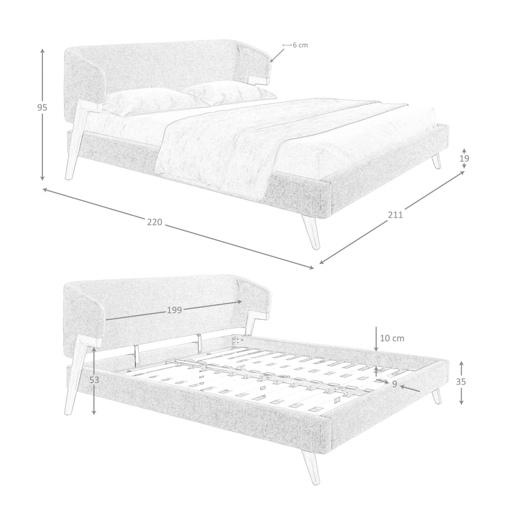 Letto in tessuto grigio
