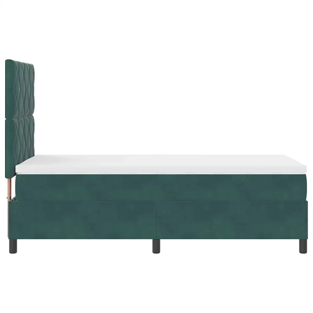 Letto a molle con materasso Verde Scuro 90 x 200 cm Velluto 3339875
