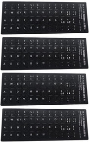 Etichette per tastiera in PVC di alta qualità - Etichette per tastiera QWERTY - Impermeabili - Robuste - Facili da applicare - Set da 4 - Etichette per tastiera