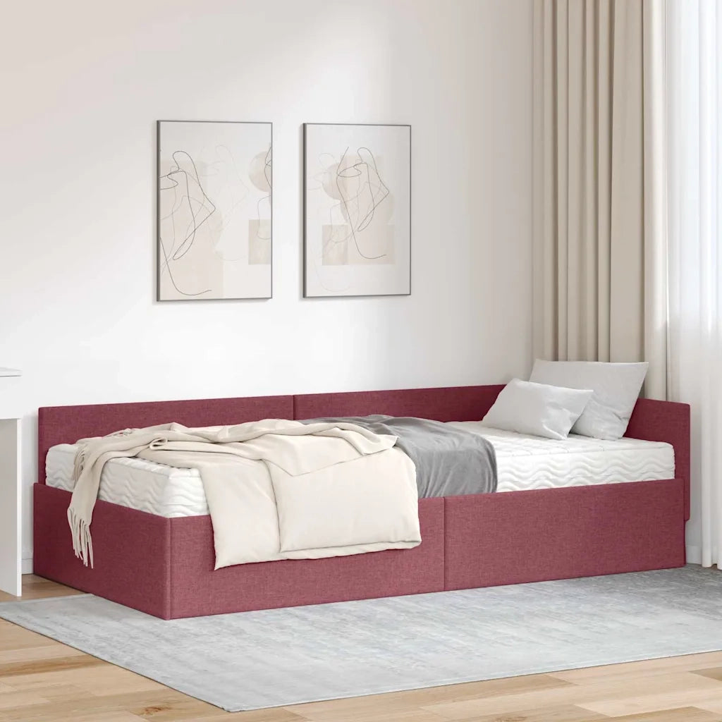 Struttura Letto Angolare con Materasso 2 pcs Rosso Tessuto 3393584