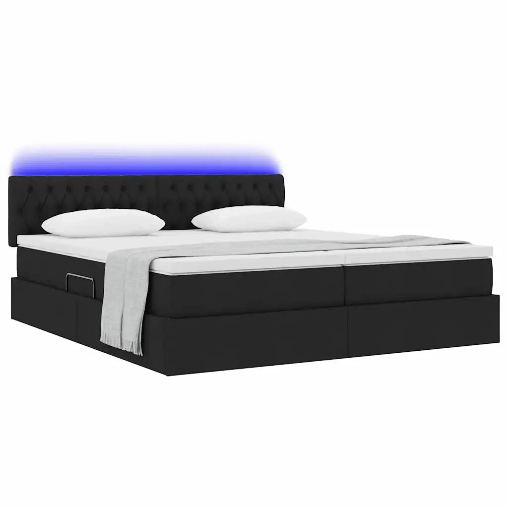 Letto con luci a strisce a LED Nero 180 x 200 cm Tessuto
