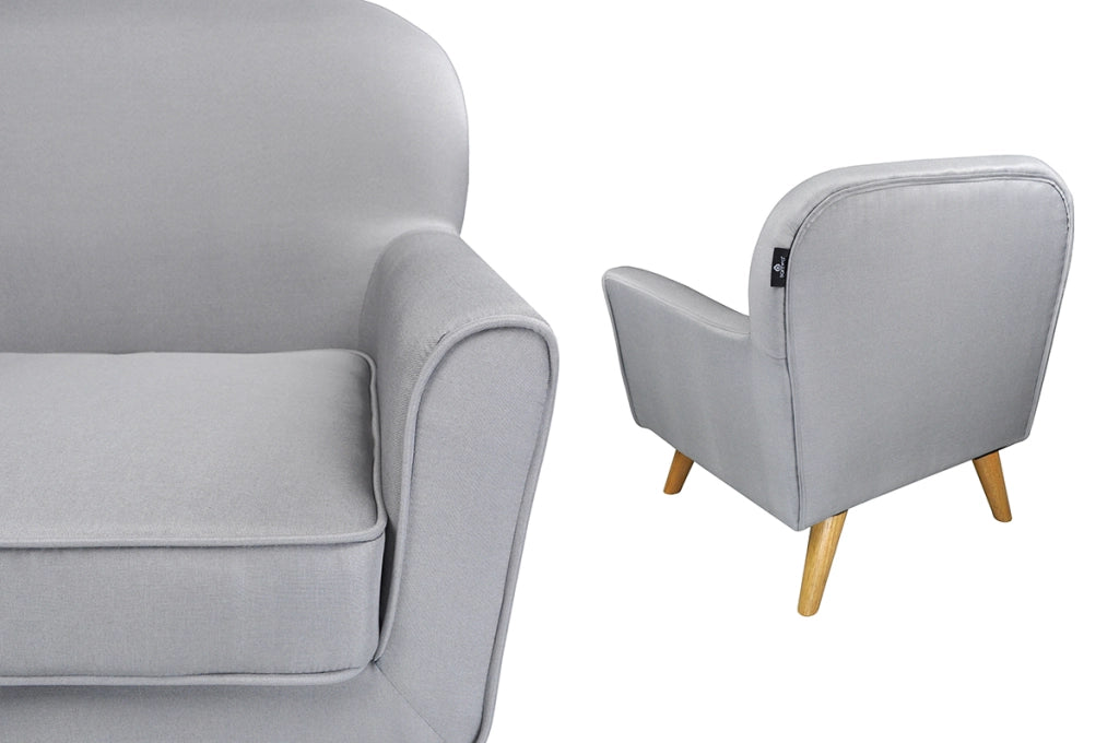 Poltrona in tessuto grigio e piedi in legno - Orchidea - PL-OR01JC
