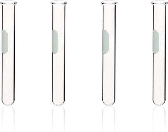 Confezione da 20 pezzi di tubi di reazione - 10 ml di volume - vetro di borosilicato - fondo rotondo - con bordi e zona di marcatura - per laboratorio e analisi - Kenzium