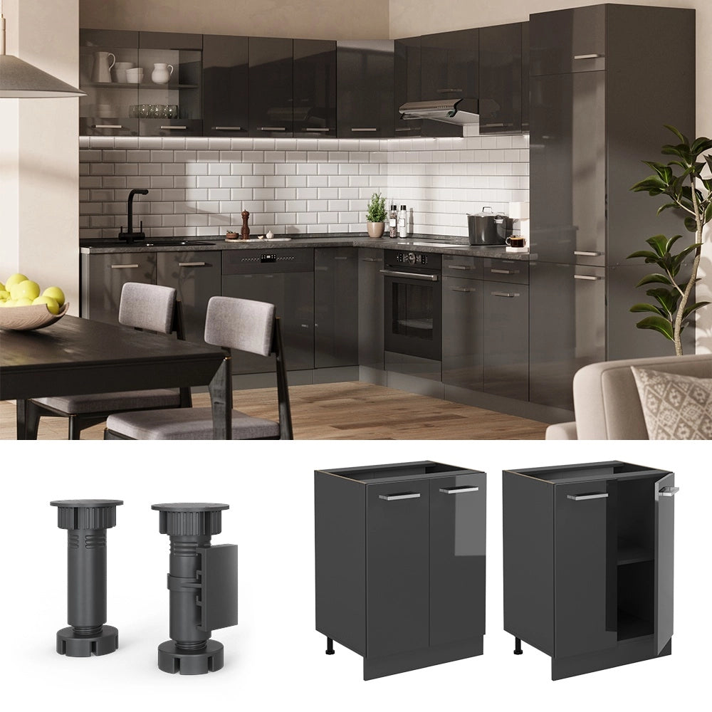Mobiletto base cucina R-Line Antracite lucido/Antracite 60 cm, PL Antracite Vicco