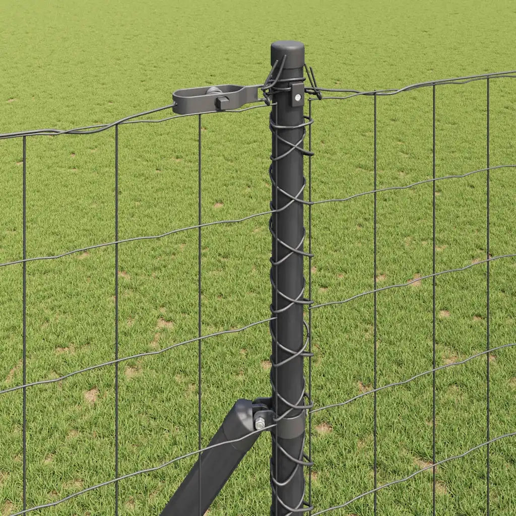 Recinzione con Posto Grigio 1,5 x 10 m Acciaio e PVC 3350391