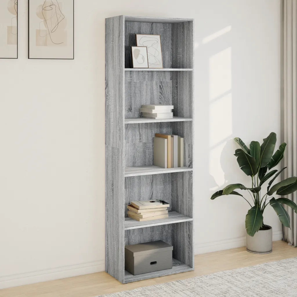 Libreria-Scaffale per Libri-Mobile di Stoccaggio Grigio Sonoma 60x30x189 cm in Legno Multistrato