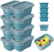 Set di contenitori per alimenti con coperchi – 8 pezzi (750 ml), BPA-free, ermetici e stivibili. Resistenti a microonde e lavastoviglie. Contenitori in plastica pastello azzurra per congelazione. Scatole con coperchio per alimenti.