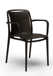 Velair, Set 6 Poltrone con Braccioli, Polipropilene, 56 × 58 × 83 cm, Impilabili  Antracite