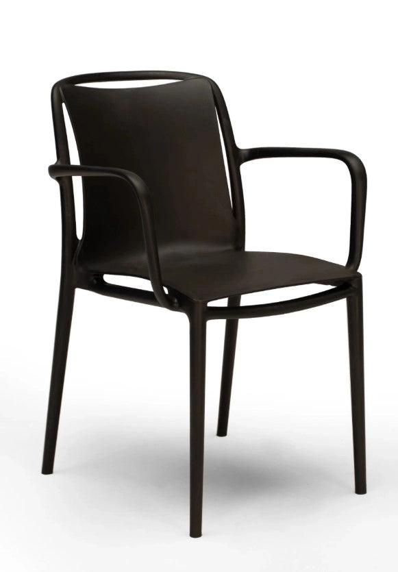 Velair, Set 6 Poltrone con Braccioli, Polipropilene, 56 × 58 × 83 cm, Impilabili  Antracite