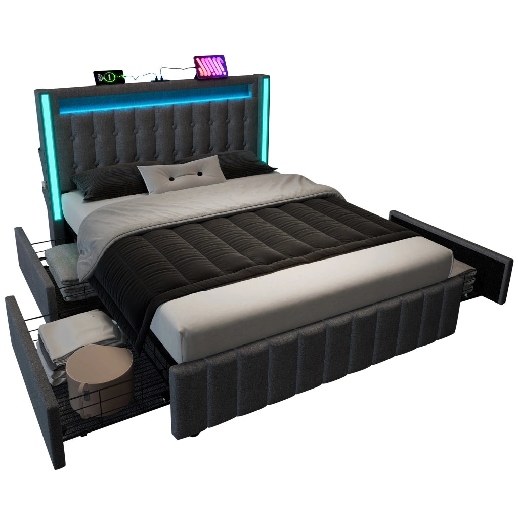letto imbottito lino grigio 140 x 200 cm