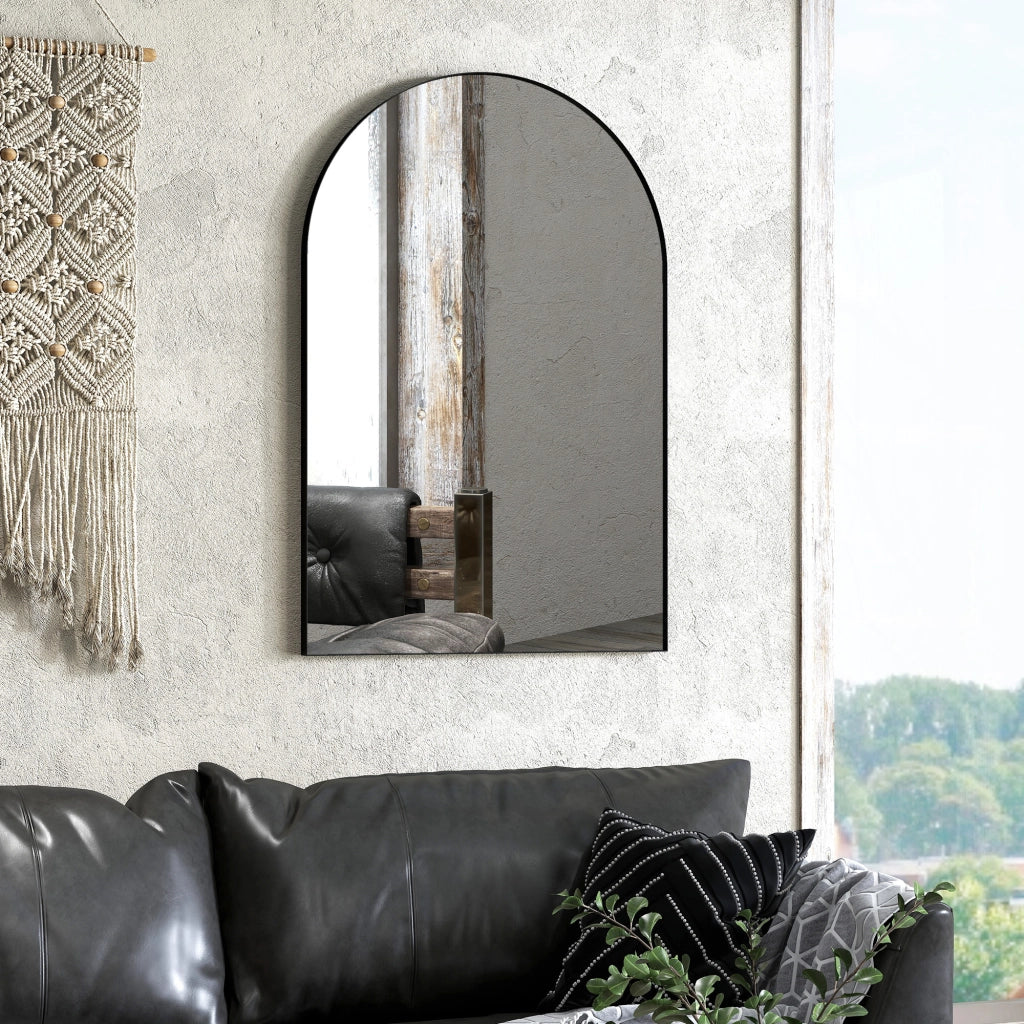 Specchio da parete con cornice in alluminio per bagno ¨C zephmum ¨C 60x90 cm nero