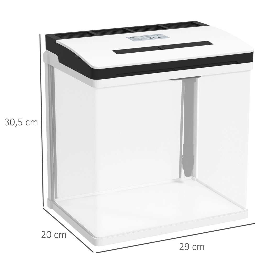 Acquario 13L con Filtro e Luce LED ¨C Minimal ¨C 29x20x30,5 cm Bianco