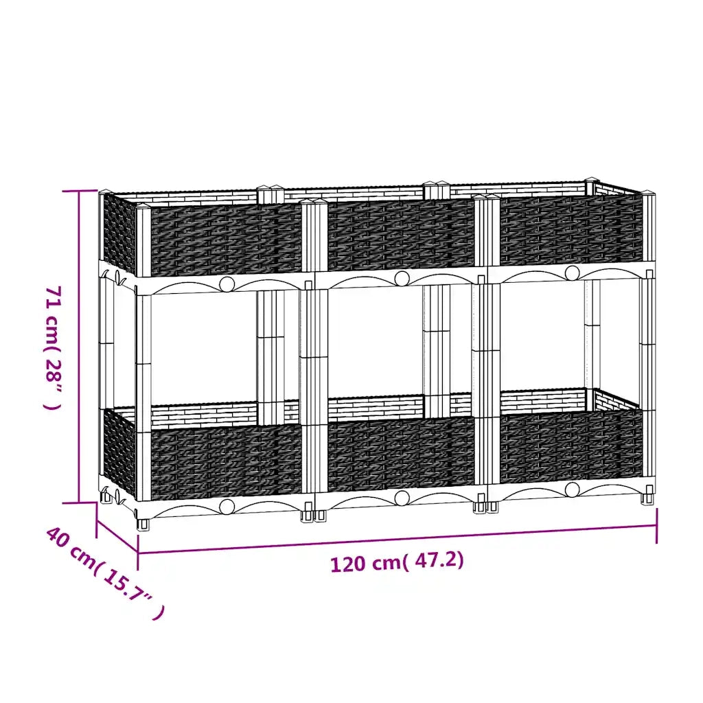 Fioriera Rialzata 120x40x71 cm in Polipropilene 153299