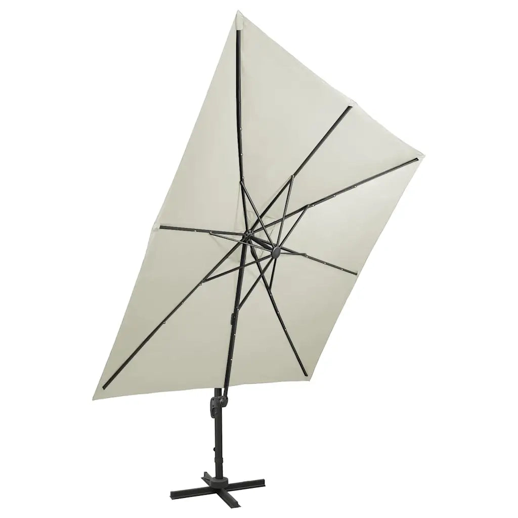Ombrello | Parasolne a Sbalzo con Palo e Luci a LED Sabbia 300 cm