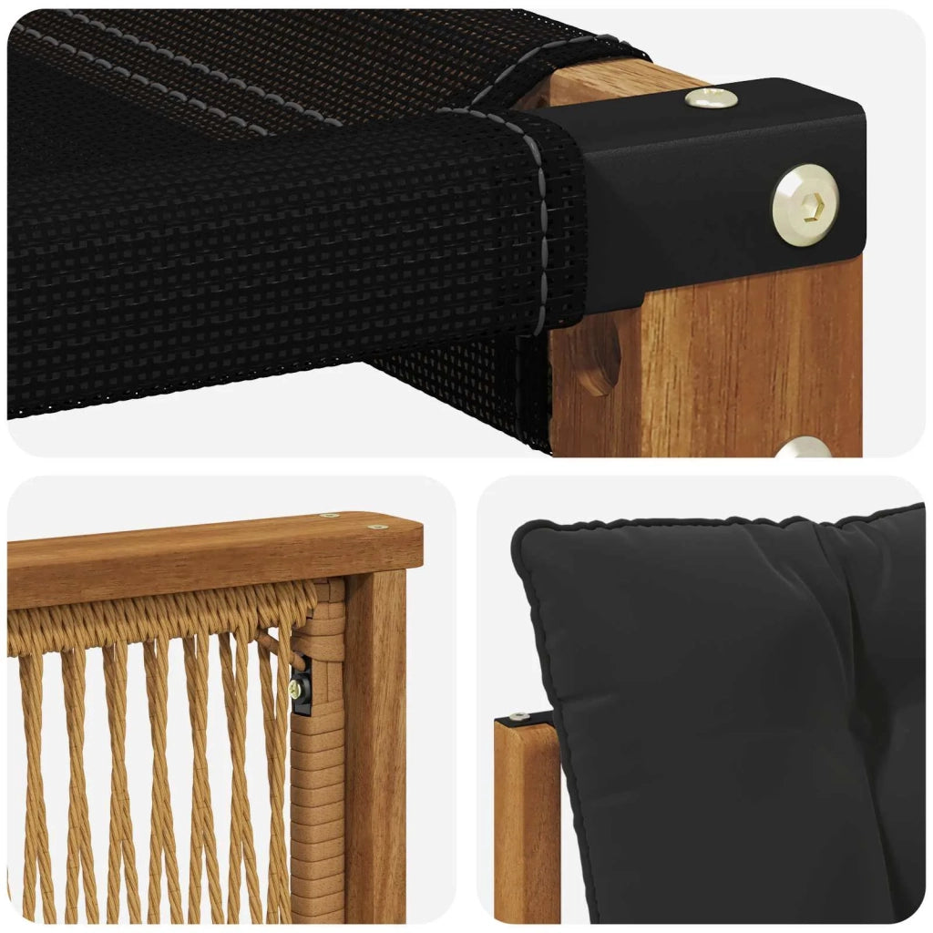 Set di divani da esterno con cuscino 7 pcs Naturale e Nero 3382100