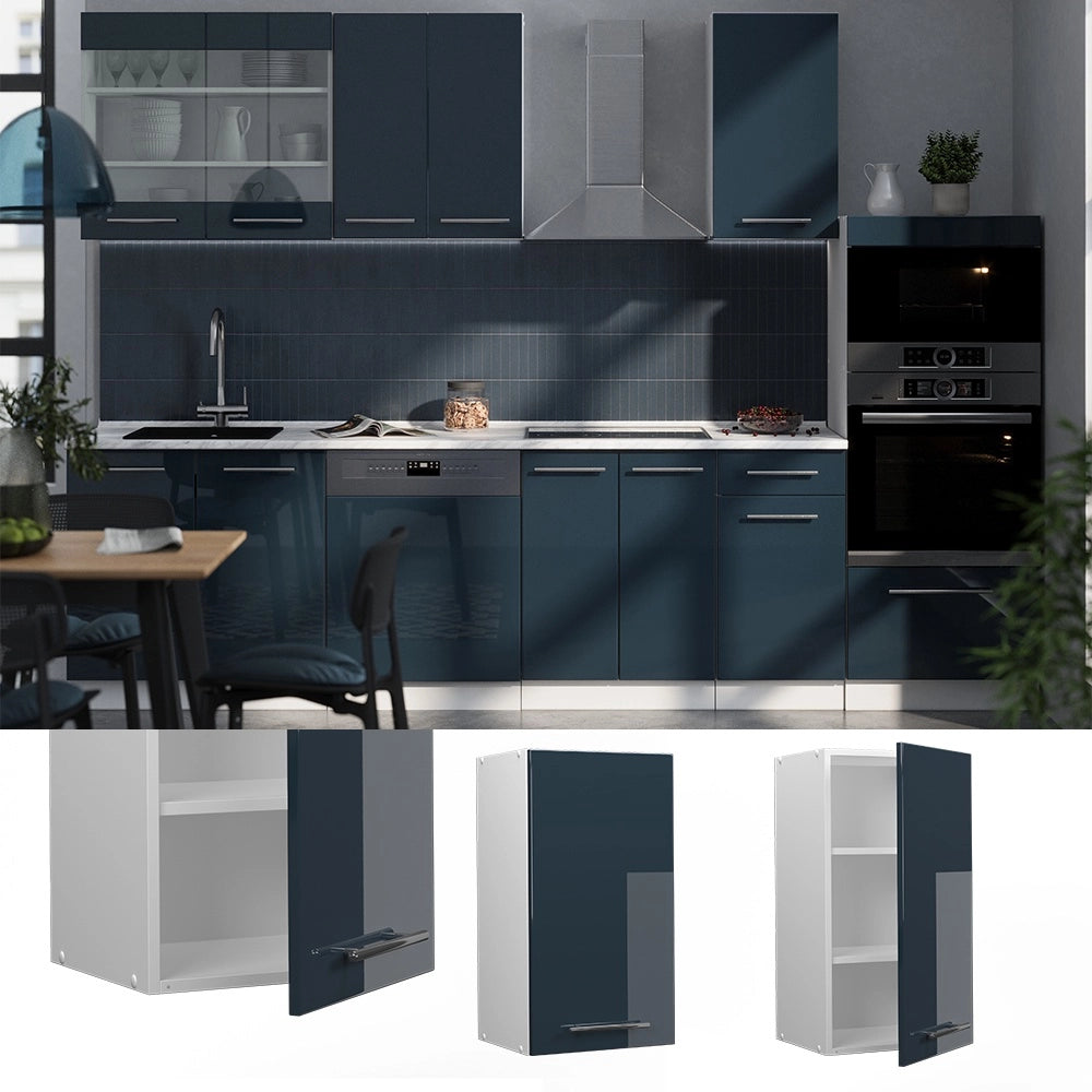 Pensile da cucina Fame-Line Blu scuro lucido/Bianco 40 cm Vicco