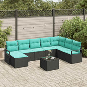Set di divani con cuscino 9 pcs Nero polyrattan 3346516