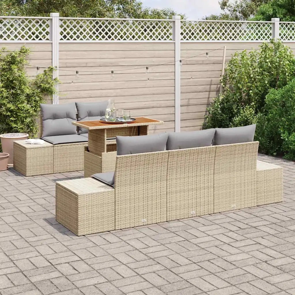 Set Divano da Giardino 6 pcs Beige Poly Rattan 3358639