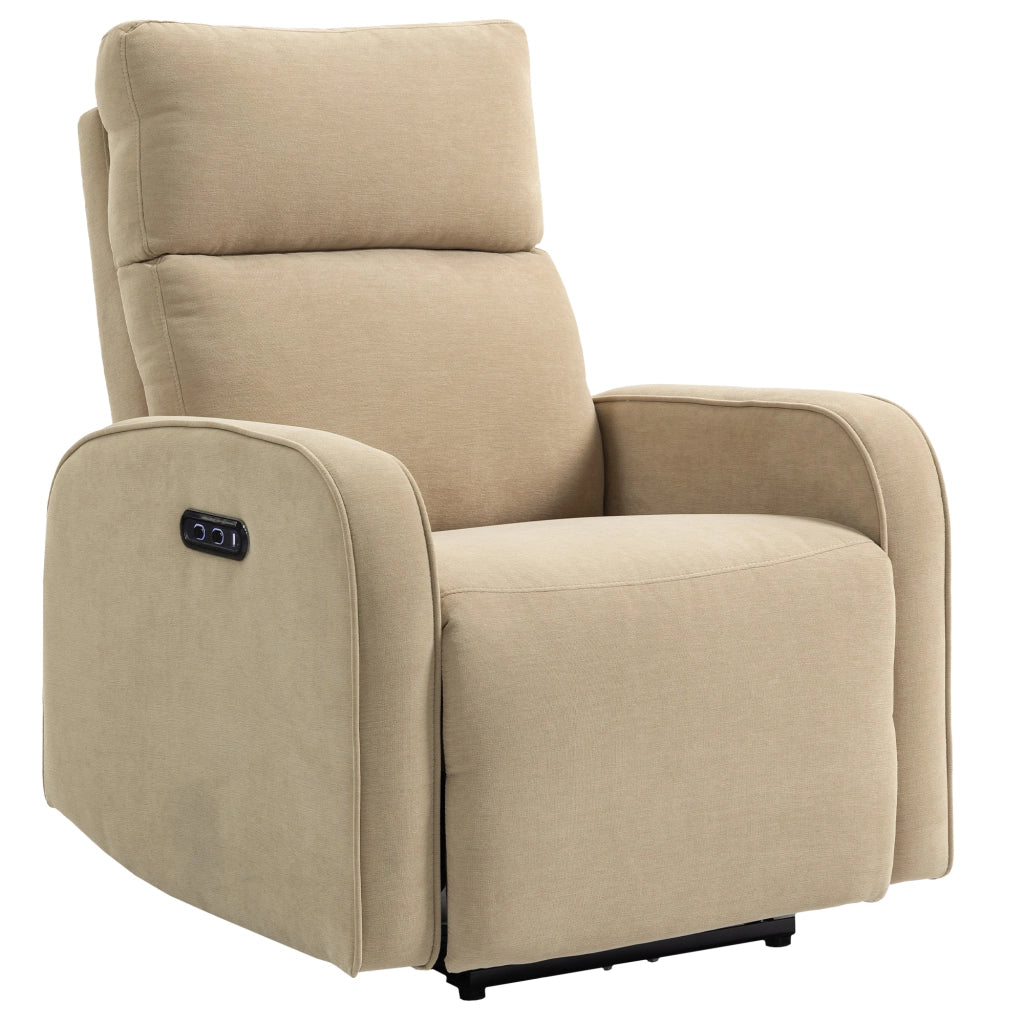 Poltrona Reclinabile Elettrica Massaggiante in Tessuto con Poggiapiedi ¨C Zephmum ¨C Beige 80x93x103 cm