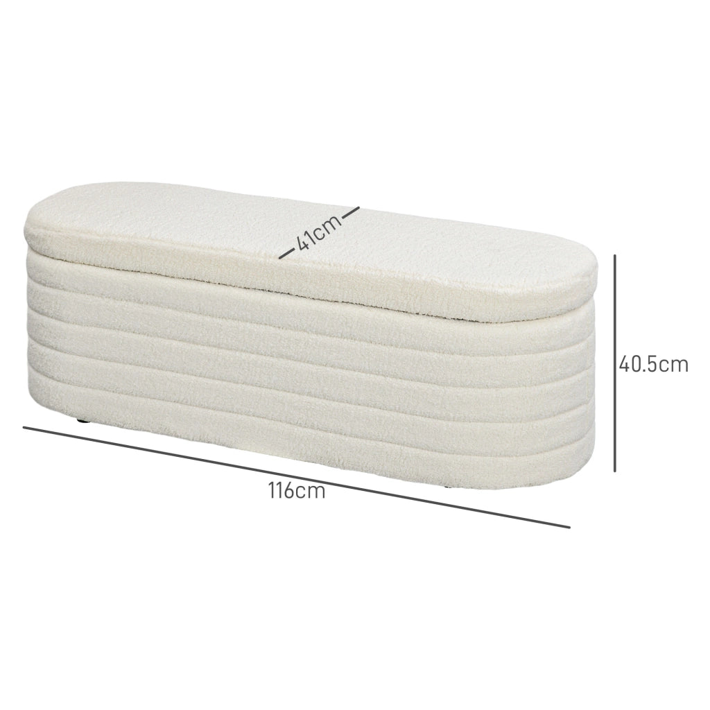 Panca Contenitore Letto in Tessuto ¨C zephmum ¨C 116x41x40.5cm Crema