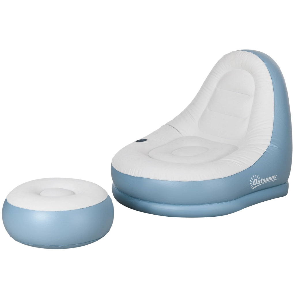 Poltrona gonfiabile da esterno ¨C Xylo ¨C tessuto bianco e blu, 125x100x87cm