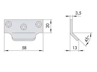 BOCCHETTA LATERALE E SUPERIORE PER MANIGLIONI ANTIPANICO- - mm.58x20 (07072110) - 1 pezzi CISA