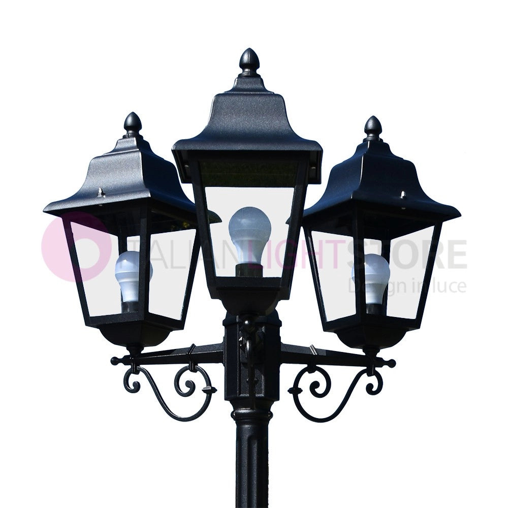 ARYEL Lampione h.218 a 3 luci per Esterno Lanterne Classiche Quadrate
