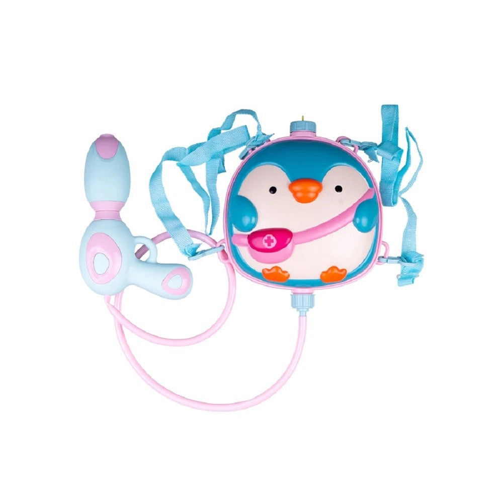 Trade Shop - Zainetto Con Pistola Acqua Pinguino Per Estate Piscina Spiaggia Giochi Bambini 6558033 -