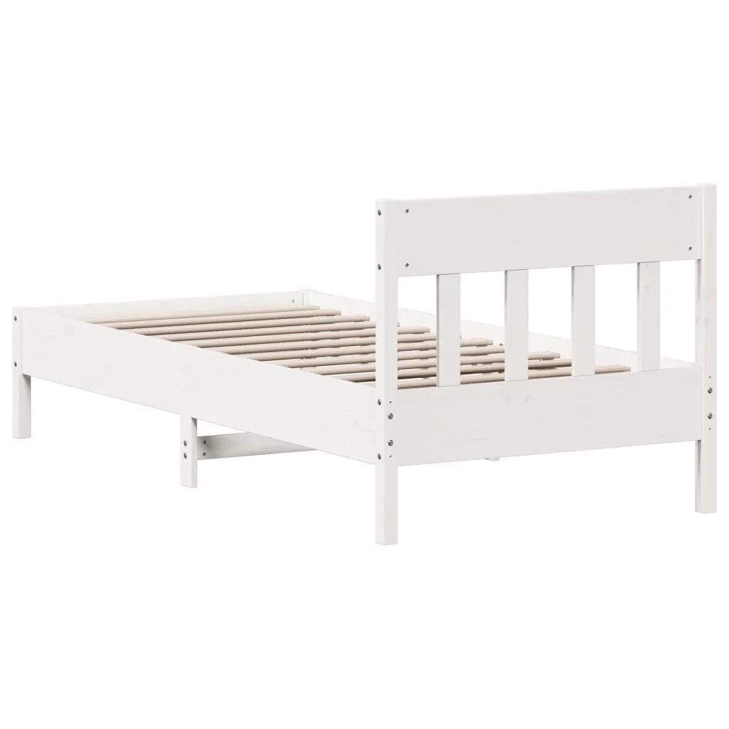 Letto senza Materasso Bianco 90x200 cm Legno Massello di Pino 842659