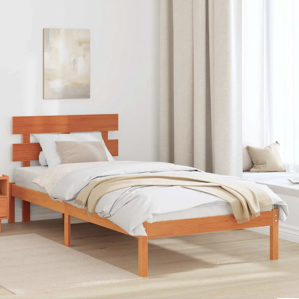 Struttura del letto Marrone 90 x 200 cm Legno massello di pino 872139